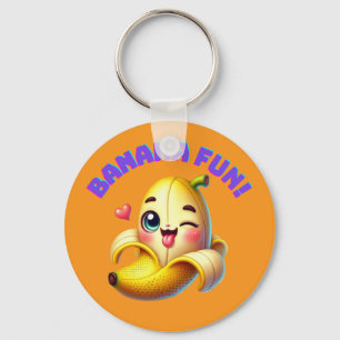 Funny Banana Winking Design for Fun and Playful Gi Keychain