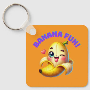 Funny Banana Winking Design for Fun and Playful Gi Keychain