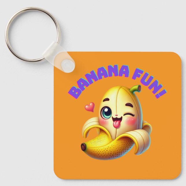 Funny Banana Winking Design for Fun and Playful Gi Keychain (Front)
