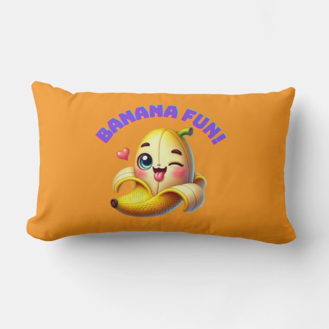 Funny Banana Winking Design for Fun and Playful Gi Lumbar Pillow (Front)
