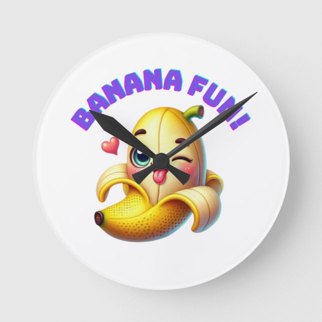 Funny Banana Winking Design for Fun and Playful Gi Round Clock (Front)