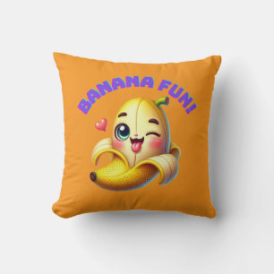 Funny Banana Winking Design for Fun and Playful Gi Throw Pillow