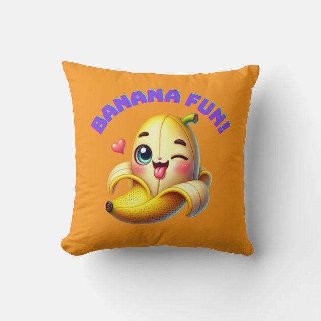 Funny Banana Winking Design for Fun and Playful Gi Throw Pillow (Front)