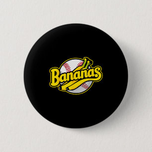 Funny Bananas Baseball Vintage Graphic  2 Inch Round Button
