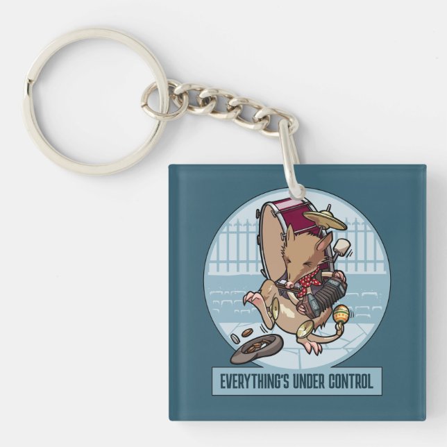 Funny Bandicoot Everything's Under Control Band Keychain (Front)