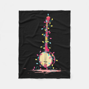 Funny Banjo Christmas Graphics Lights Lover Player Fleece Blanket