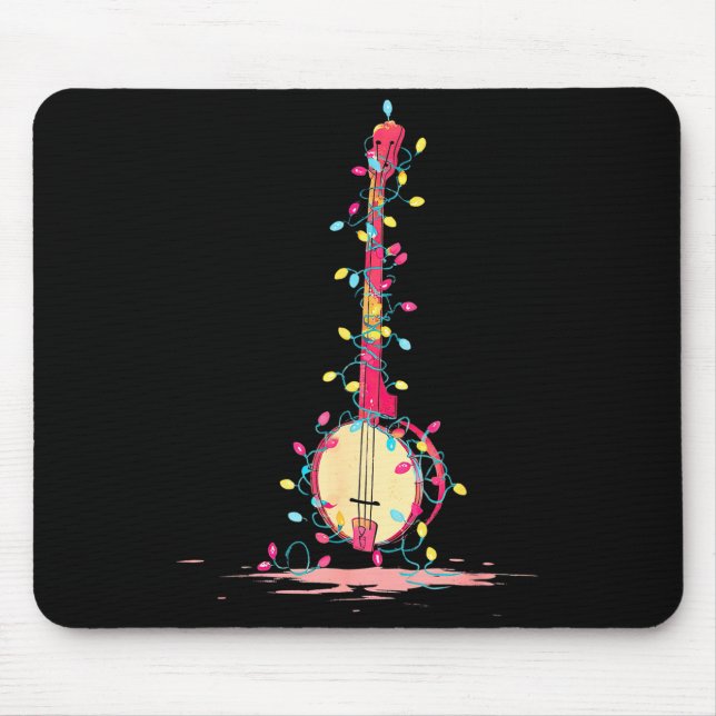 Funny Banjo Christmas Graphics Lights Lover Player Mouse Pad (Front)
