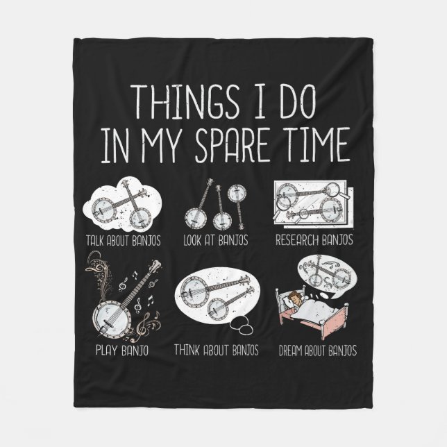 Funny Banjo Player Gifts Country Music Bluegrass Fleece Blanket (Front)