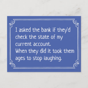 Funny Bank Current Account Joke Postcard