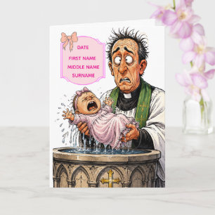 Funny Baptism Card – Crying Baby Girl