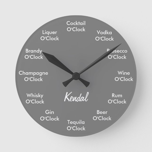 Funny Bar Alcohol Clock Personalized Grey (Front)