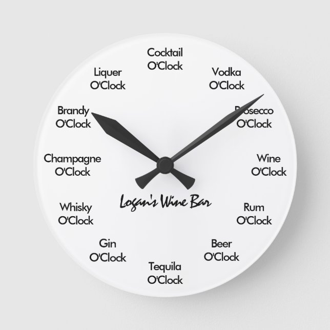 Funny Bar Clock Black and White (Front)
