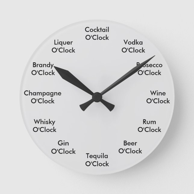 Funny Bar Clock Personalized Grey Wall Clock (Front)