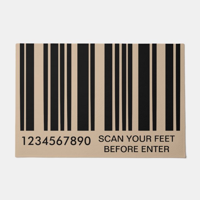 Funny Bar Code Style - Scan Your Feet Before Enter Doormat (Front)
