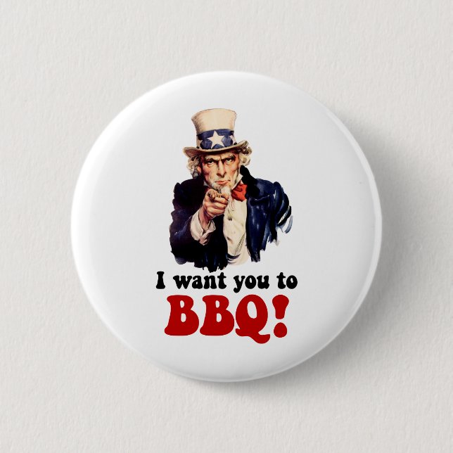 Funny barbecue 2 inch round button (Front)