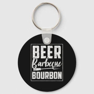 Funny Barbecue Beer Bourbon Graphic Women Men Meat Keychain