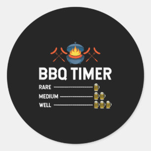 Funny Barbecue Chef Bbq Timer Beer Drinking Party Classic Round Sticker