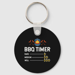 Funny Barbecue Chef Bbq Timer Beer Drinking Party Keychain