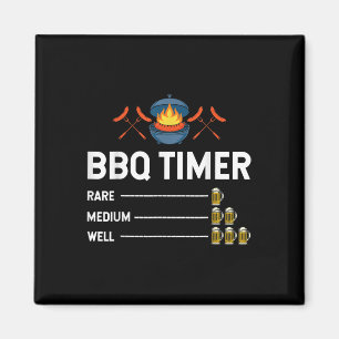 Funny Barbecue Chef Bbq Timer Beer Drinking Party Magnet
