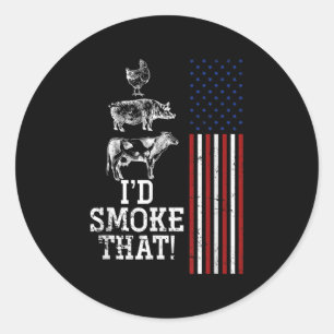 Funny Barbecue Chef Gift Us Flag Bbq Classic Round Sticker