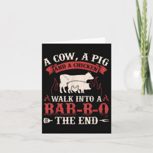 Funny Barbecue Cow Pig Chicken Graphic Meat Smokin Card
