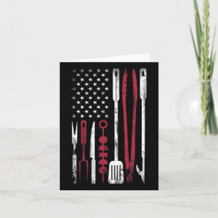 Funny Barbecue Smoke Us Flag July 4th Of Bbq Tools Card