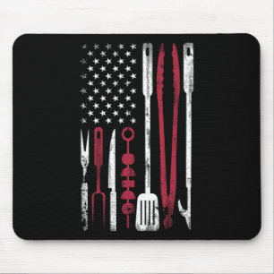 Funny Barbecue Smoke Us Flag July 4th Of Bbq Tools Mouse Pad