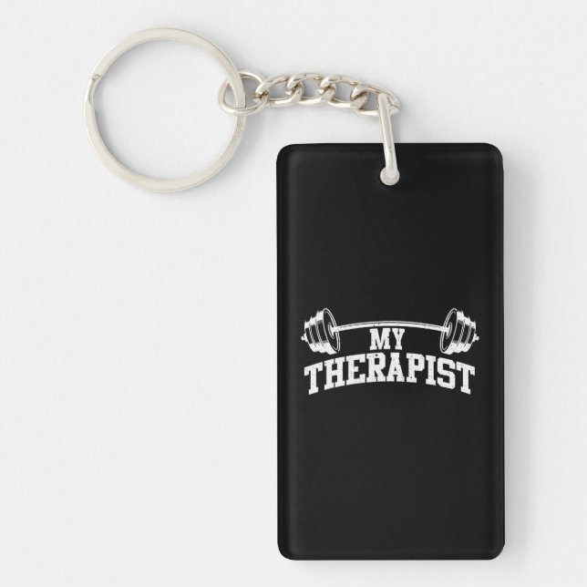 Funny Barbell Weight Lifting Gym Quote Keychain (Front)