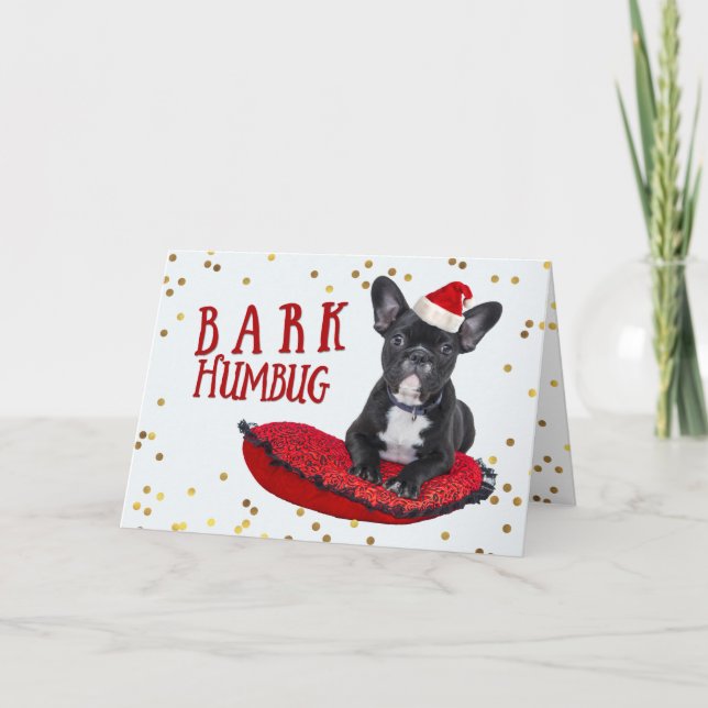 Funny BARK Humbug Cute Dog Lovers Christmas Holiday Card (Front)