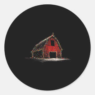 Funny Barn Christmas Graphics Lights Lover Farm Fa Classic Round Sticker
