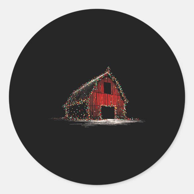 Funny Barn Christmas Graphics Lights Lover Farm Fa Classic Round Sticker (Front)