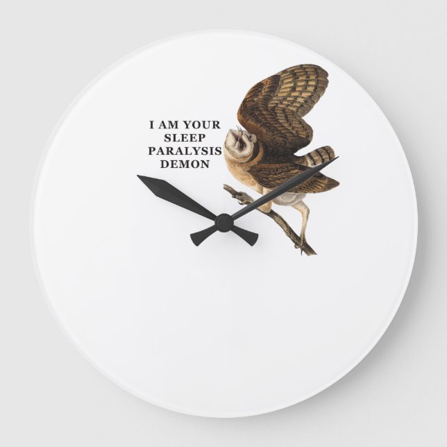 Funny Barn Owl Shirt  Large Clock (Front)