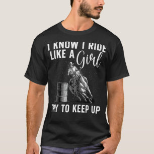 Funny Barrel Racing Art Girls Women Horse Racing L T-Shirt