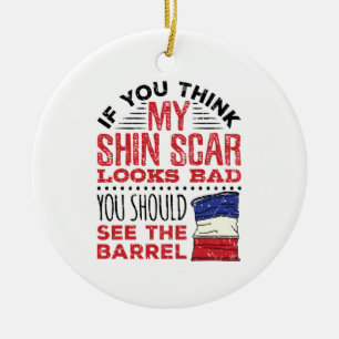 Funny Barrel Racing Shin Scar Rodeo Cowgirl Ceramic Ornament