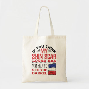 Funny Barrel Racing Shin Scar Rodeo Cowgirl Tote Bag