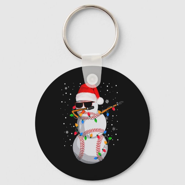Funny Baseball Ball Santa Hat Dabbing Xmas Pyjamas Keychain (Front)