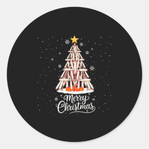 Funny Baseball Bats Christmas Tree Lights Xmas For Classic Round Sticker