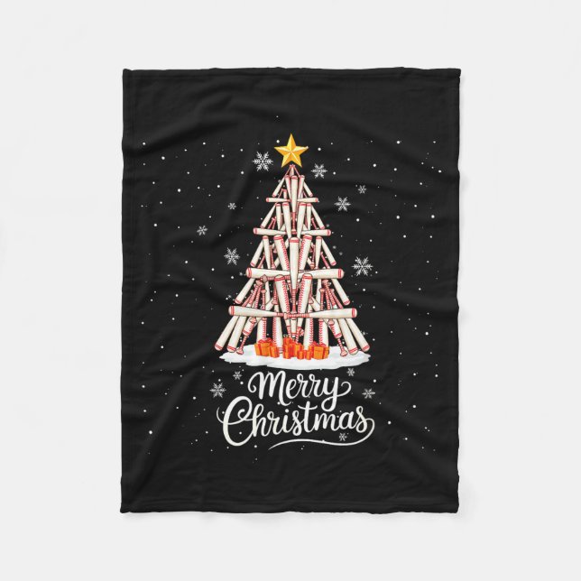 Funny Baseball Bats Christmas Tree Lights Xmas For Fleece Blanket (Front)