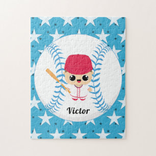 Funny Baseball Boy Player Star Softball Ball Name Jigsaw Puzzle