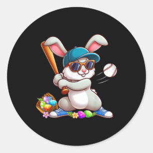 Funny Baseball Bunny Easter Shirts For Kids Boys T Classic Round Sticker