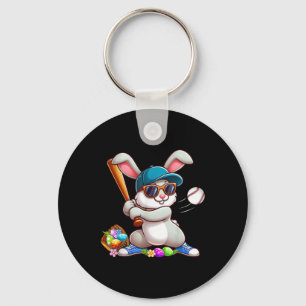 Funny Baseball Bunny Easter Shirts For Kids Boys T Keychain