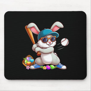 Funny Baseball Bunny Easter Shirts For Kids Boys T Mouse Pad