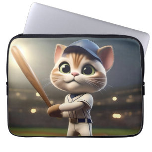 Funny Baseball Cat, Laptop Sleeve