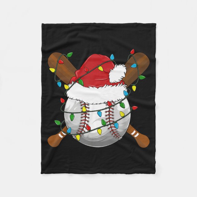 Funny Baseball Christmas Matching Family Pyjamas X Fleece Blanket (Front)