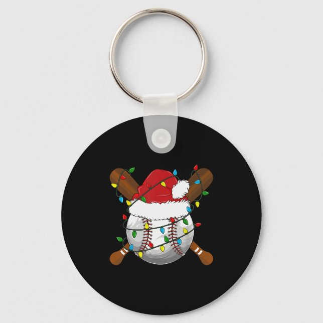 Funny Baseball Christmas Matching Family Pyjamas X Keychain (Front)