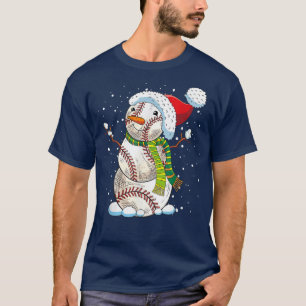 Funny Baseball Christmas Sports Snowman Holidays B T-Shirt