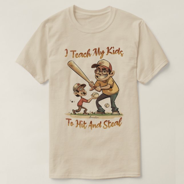 Funny Baseball Dad Graphic Tee - Hit and Steal (Design Front)