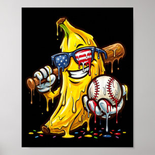 Funny Baseball Drip Aamerican Flag Boys Kids Youth Poster