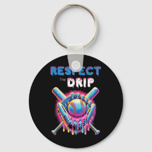 Funny Baseball Drip Ice Cream Dripping Respect The Keychain