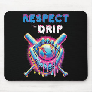 Funny Baseball Drip Ice Cream Dripping Respect The Mouse Pad